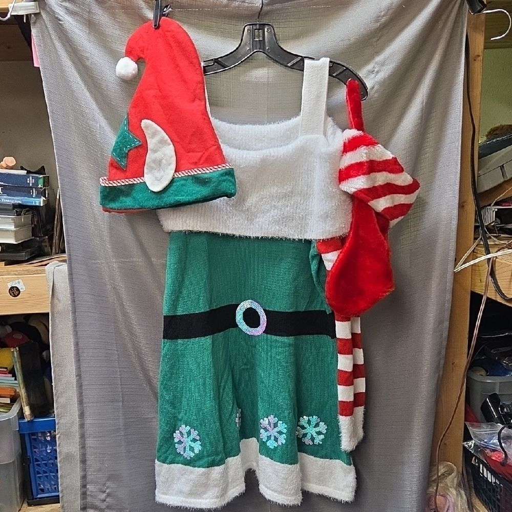 Women’s L 12/14 Holiday Time Elf/ Mrs. Claus Dress Christmas